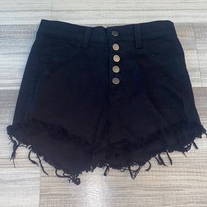 Black frayed shorts
